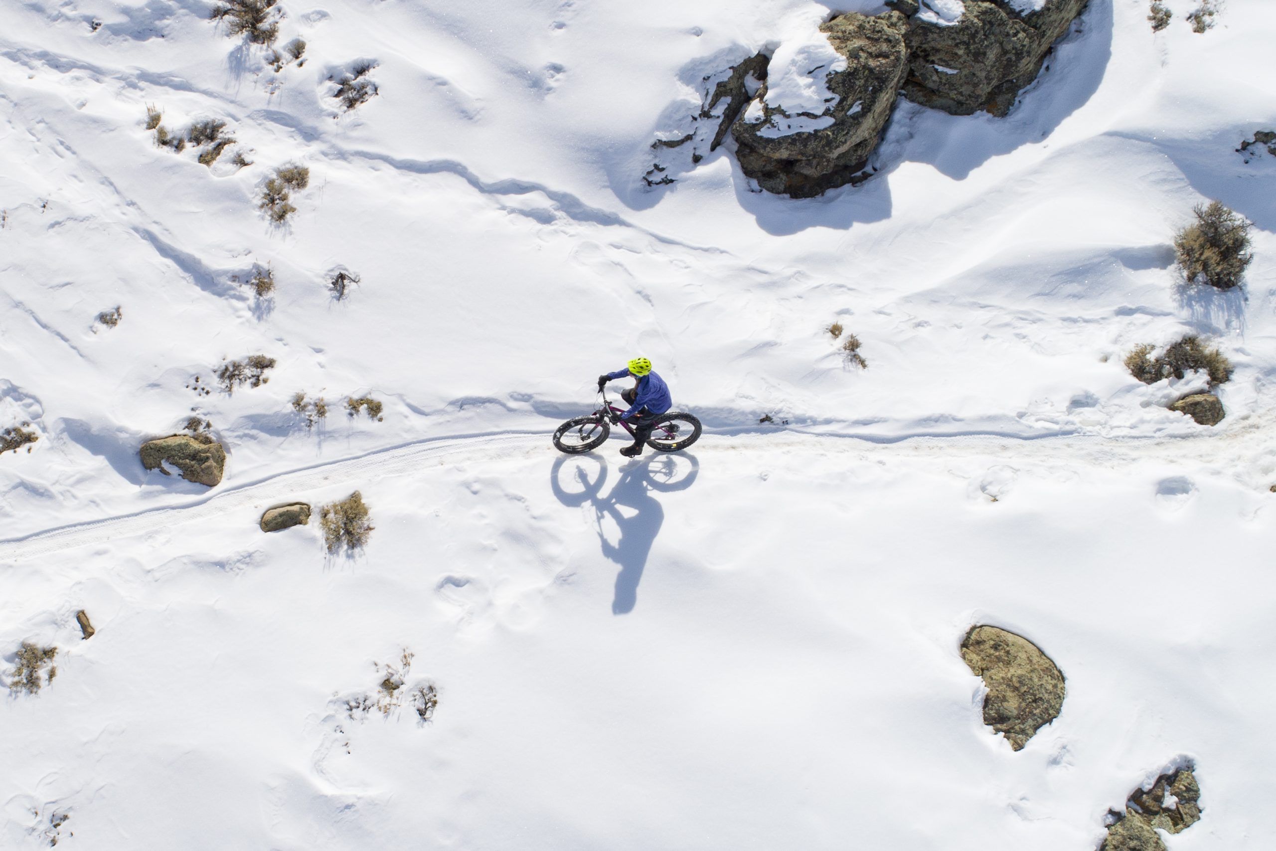 Gunnison fat biking at Hartman Rocks from above