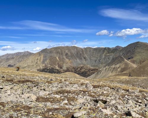Mountain bikers on Canyon Creek trail in fall.