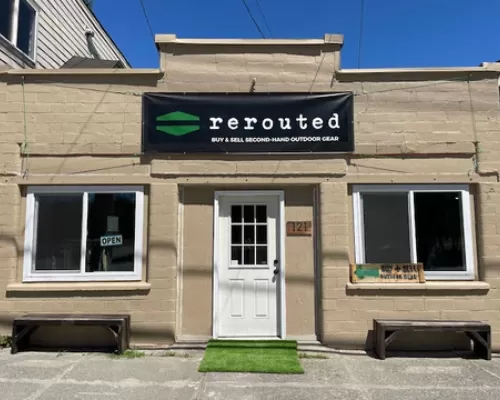 the storefront for rerouted, a used gear store