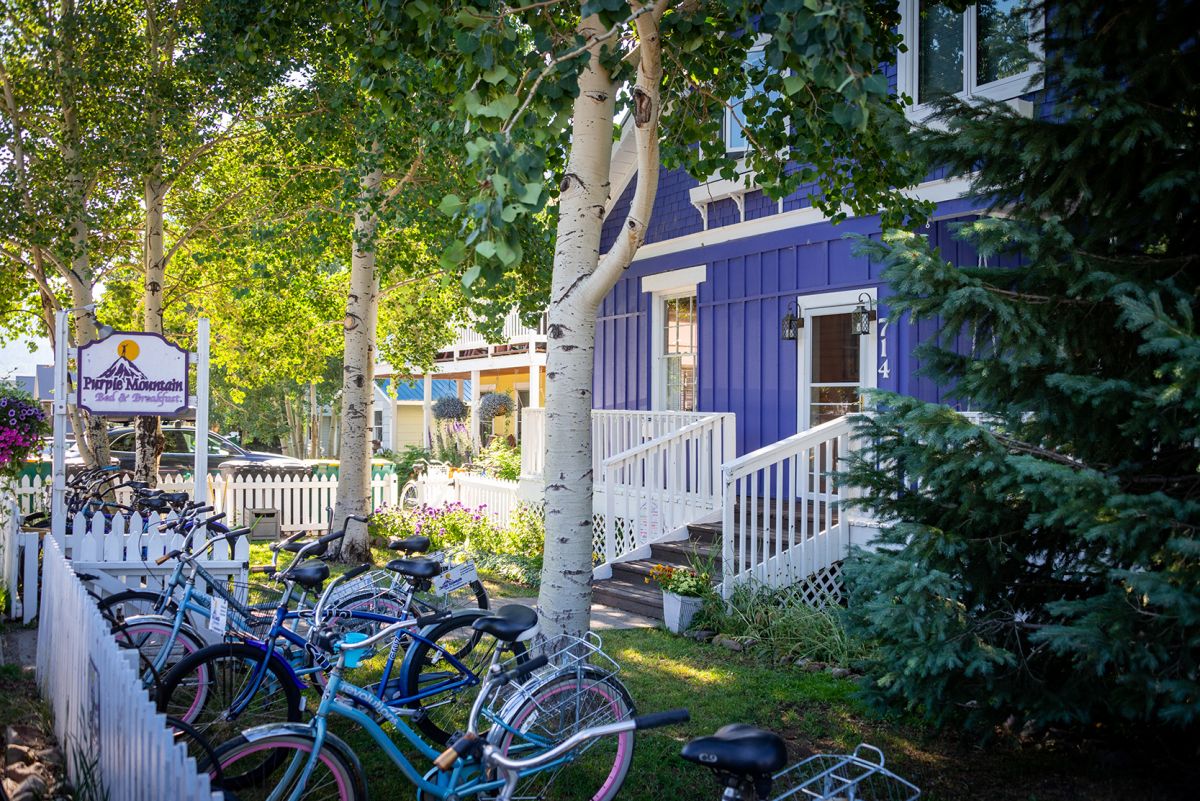 Purple Mountain Bed & Breakfast in Crested Butte, with bikes out front