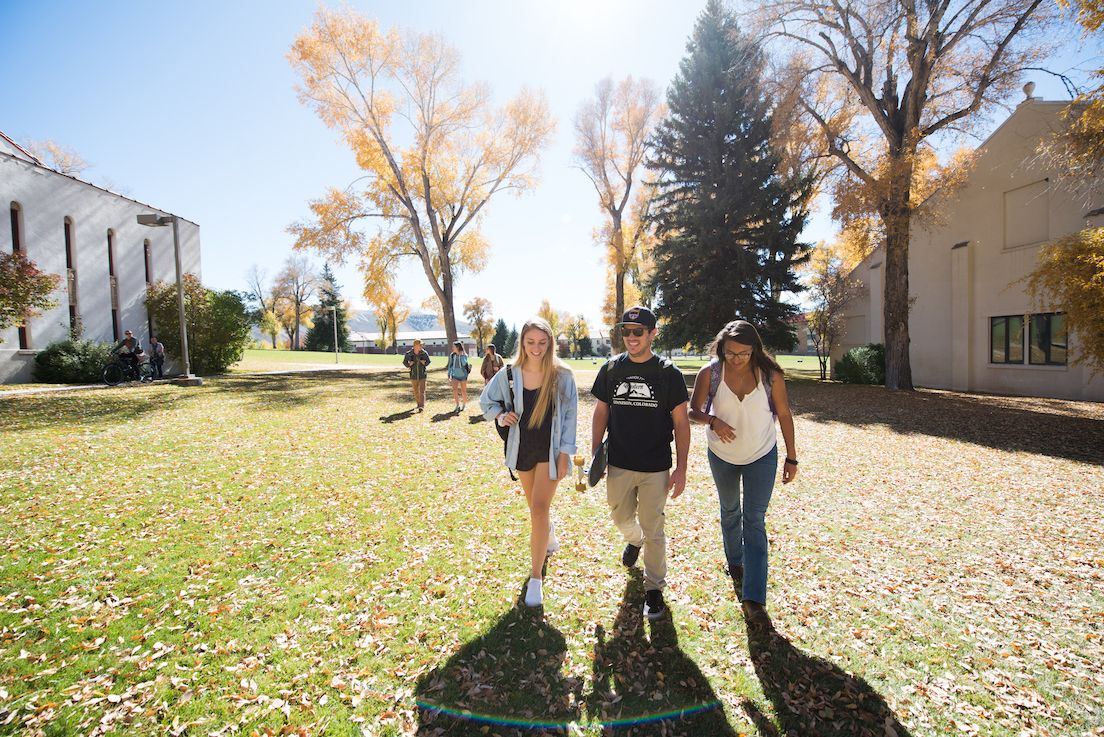 students walking at western