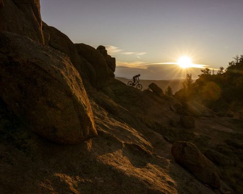 Mountain biking at Hartman Rocks in Gunnison, Colorado.