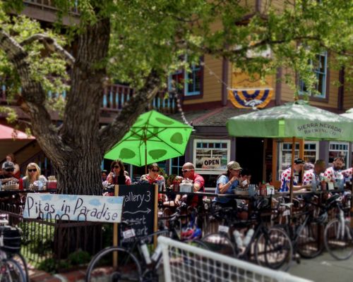 The patio of Pitas in Paradise in Crested Butte, CO