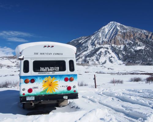 A mountain express shuttle in Crested Butte, CO