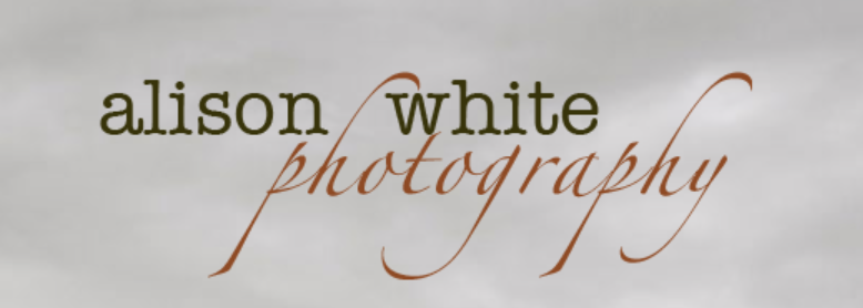 A man and a woman pose for a photo with alison white photography. Fields, trees and a rounded mountain top under a cloudy sky are in the background. A watermark that says "Alison White Photography" sits at the top of the lefthand side of the image