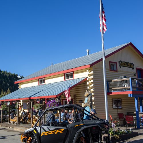 An ATV outside the Silver Plume General Store in Pitkin, Colorado.