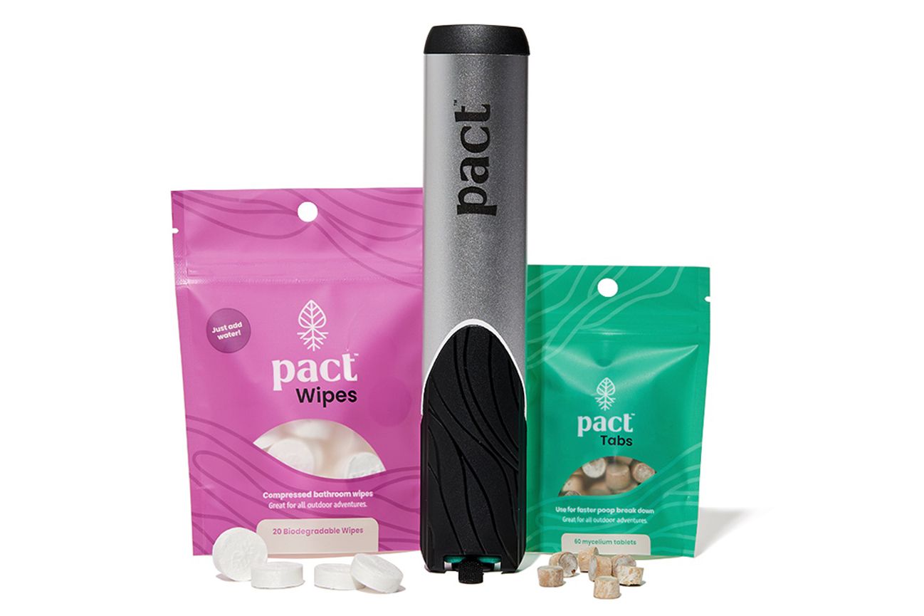 The PACT Lite Kit with a ping bag of wipes and a green bag of mycellium against a white background.