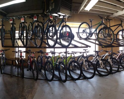 A display of bikes for sale in All Sports Replay in Gunnison, Colorado