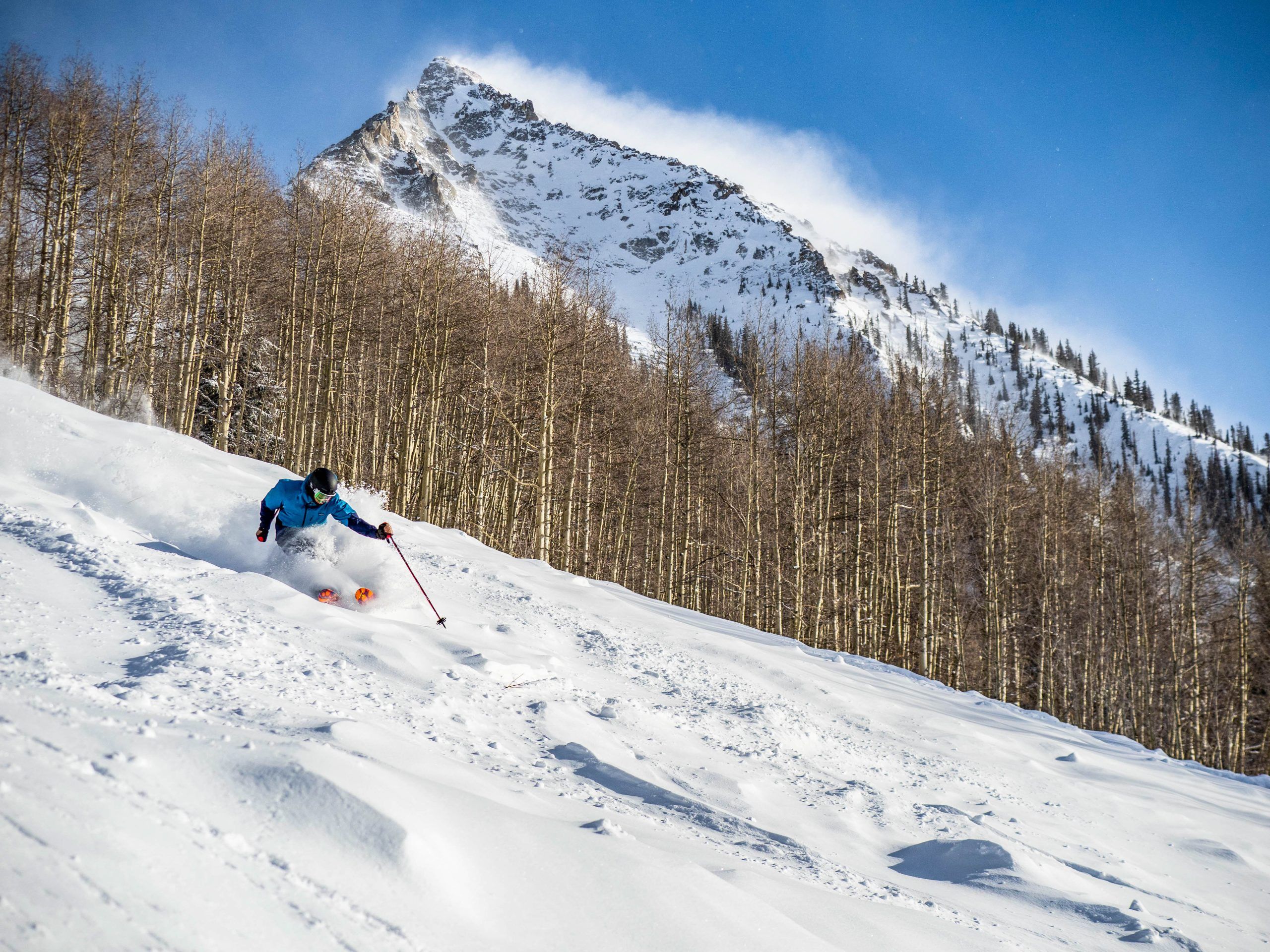 A skier at Crested Butte Mountain Resort in Crested Butte, Colorado.
