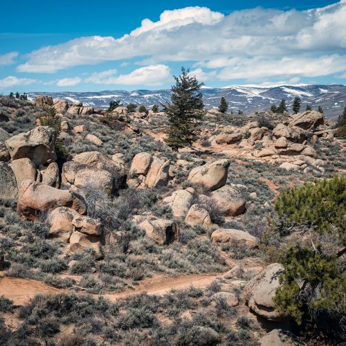 The dry trails and sunny skies show that Hartman Rocks is open in 2024.