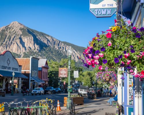Downtown Crested Butte, Colorado in summer.