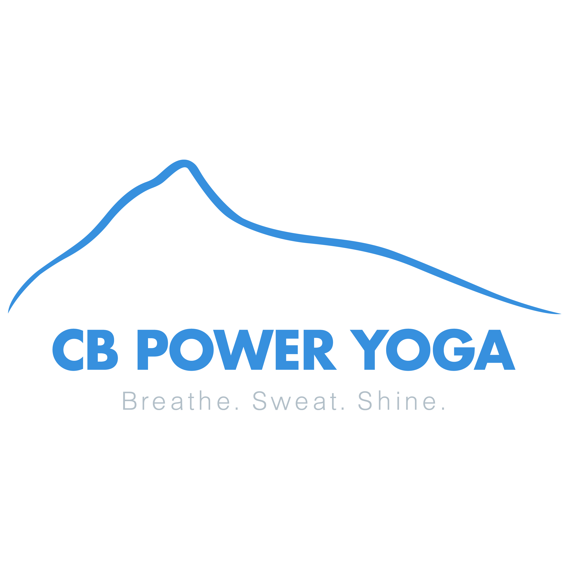 cb-power-yoga. Five people on yoga mats do a yoga pose where they are on their knees, leaning forward with their arms stretched out in front of them on the mat.