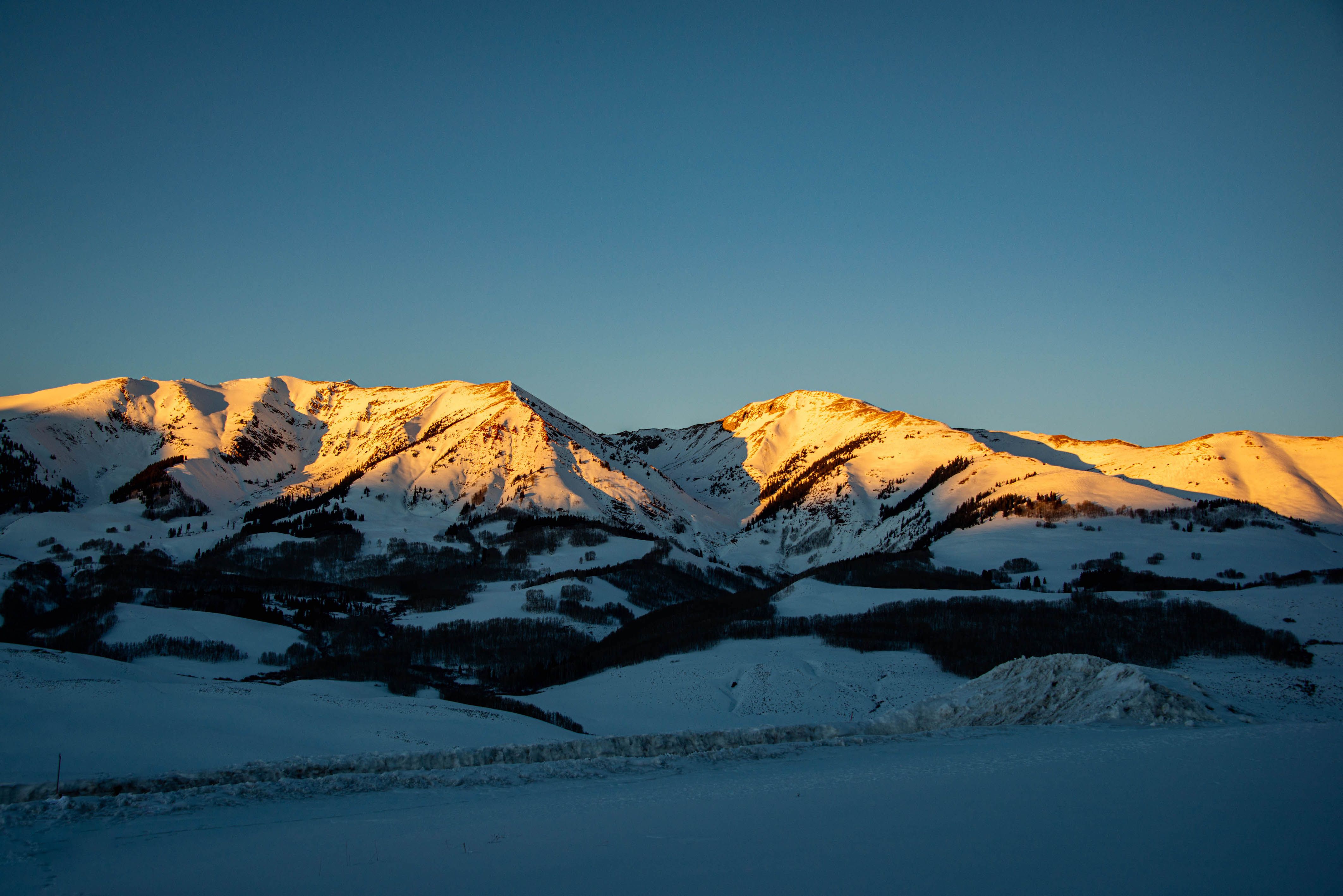 sunset on mountain peaks