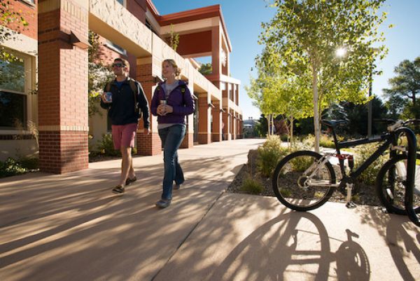 students walking outside