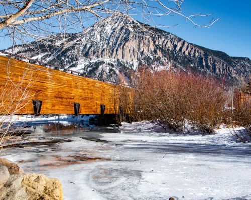 Crested Butte Mountain, a pointy mountain peak, dusted with snow