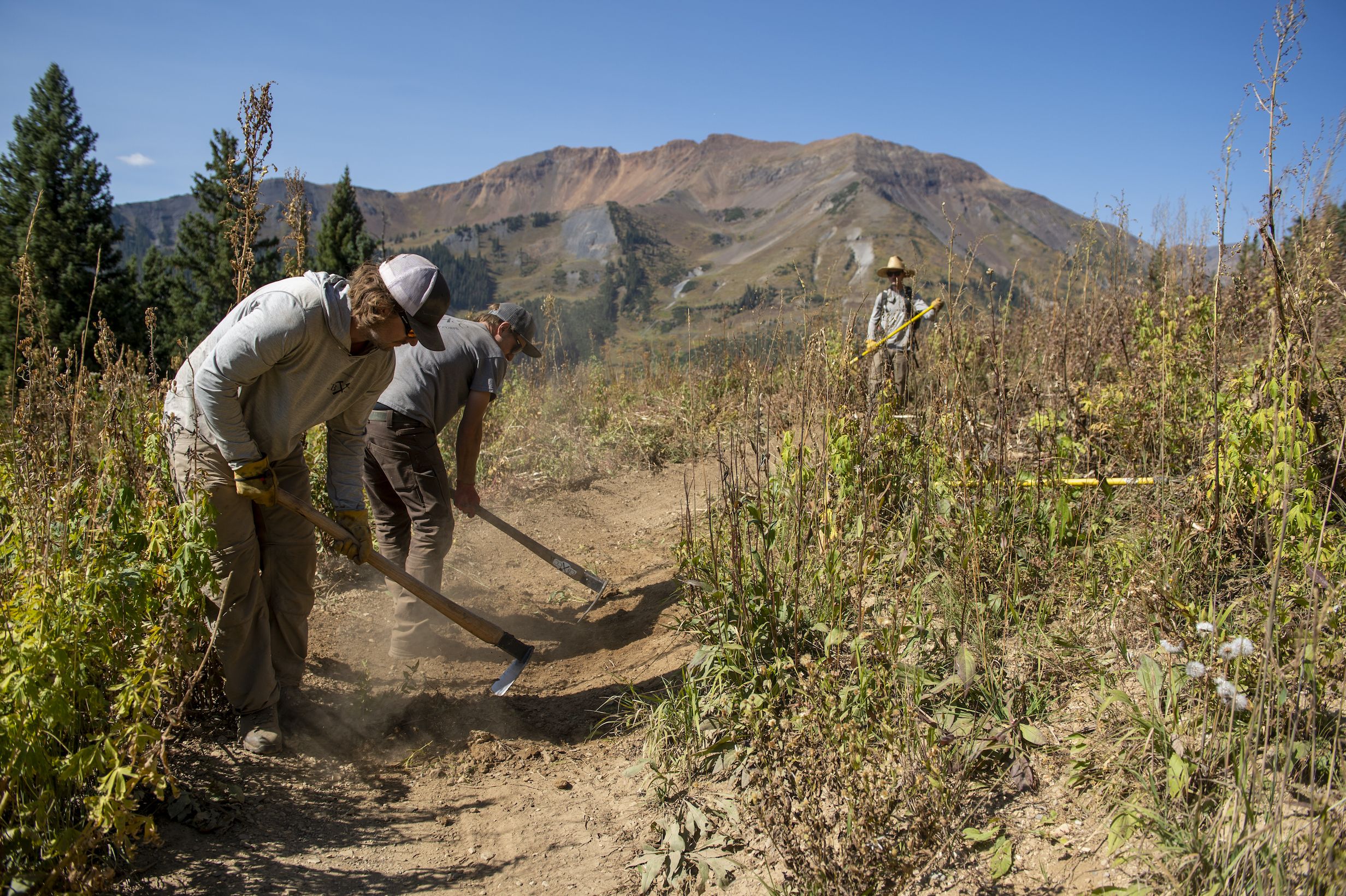 Volunteers at a trail work day in crested butte