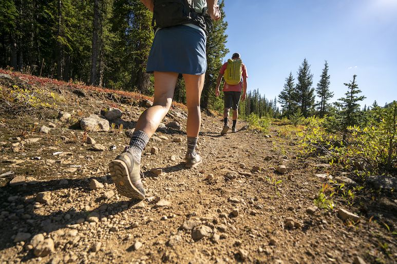 walking on trail near lily lake
