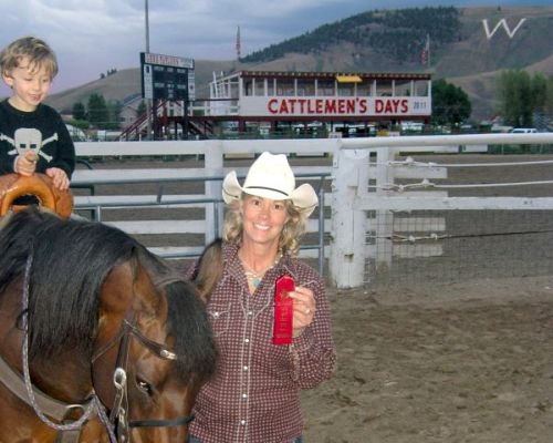 Barrel Racer with horse at Cattlemen's Days, Gunnison, CO