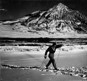 A skier in Crested Butte, CO, year unknown. Courtesy of Old Timers of the Gunnison Country