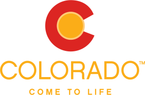 A red C shape with a yellow circle in the middle. Underneath it says "Colorado Come to Life"