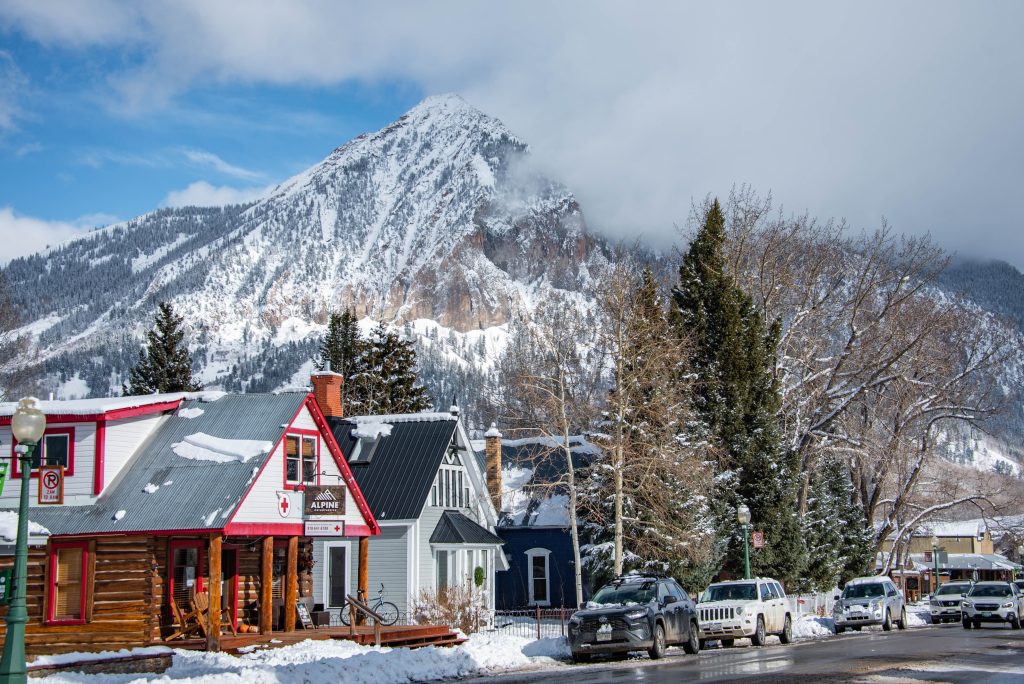 Crested Butte Mountain dusted in snow