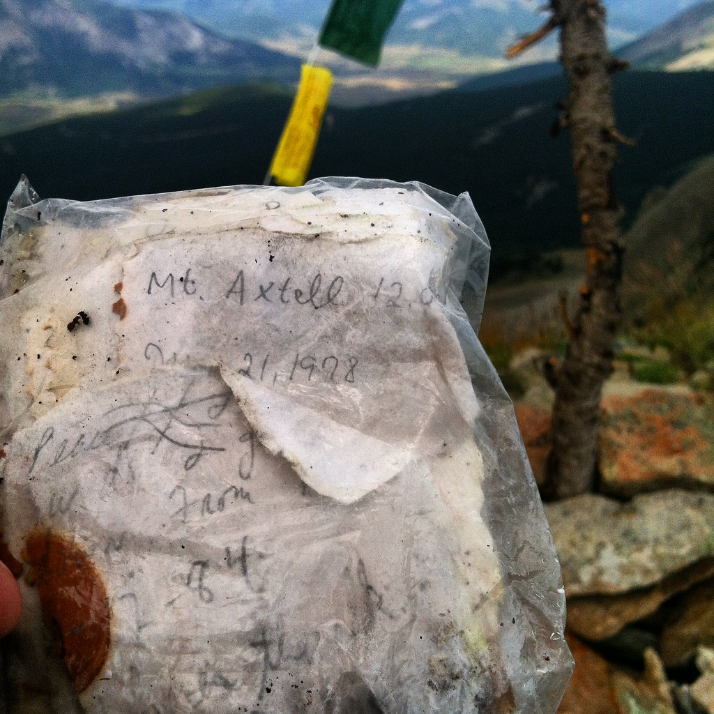 summit register of mt. axtell crested butte