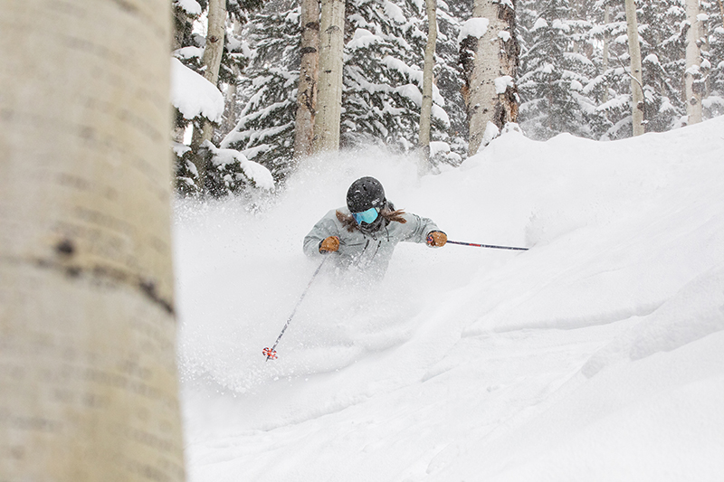 Skiing through an aspen glade at Crested Butte.