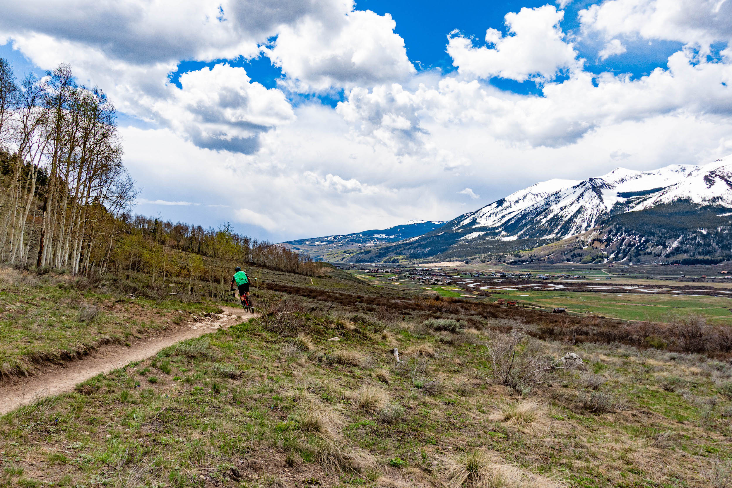 mountain biking on a dirt trail