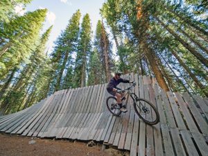The wall ride on Woods Trail in the Crested Butte MTB Park.