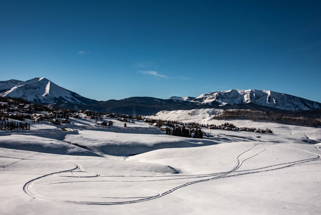 A cross-country ski track in Crested Butte, Colorado