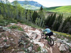 A mountain biker rides Strawberry Trail near Crested Butte, Colorado.