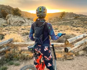 Watching the sunset at Hartman Rocks from a mountain bike.