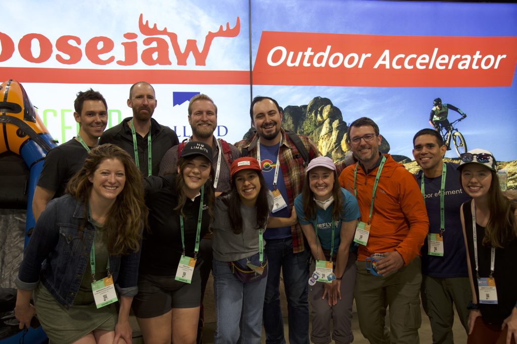 The Moosejaw Outdoor Accelerator booth at Outdoor Retailer in Denver, CO