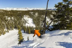 Skiing the North Face glades at Crested Butte.