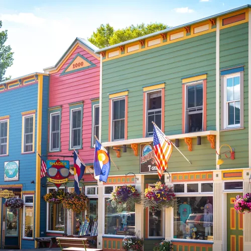 Elk Avenue, downtown CB, in summer.